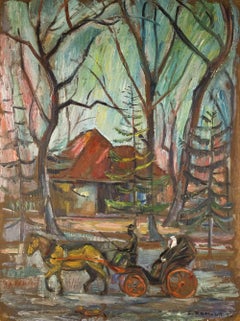 LAKEWOOD N.J., 1936 Modernist Oil Painting, Judaica