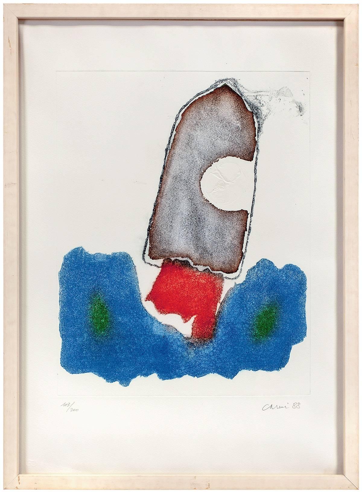 Eugenio Carmi Abstract Print - Abstract Composition Aquatint collage