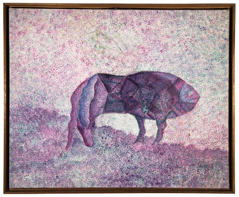 Simon Avissar Animal Painting - Surrealist Beast Oil painting French-Moroccan Israeli Bezalel School Painter