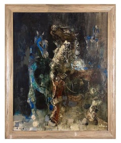 Grande peinture surréaliste 1956 LES DEUX CHEVAUX (THE TWO HORSES)