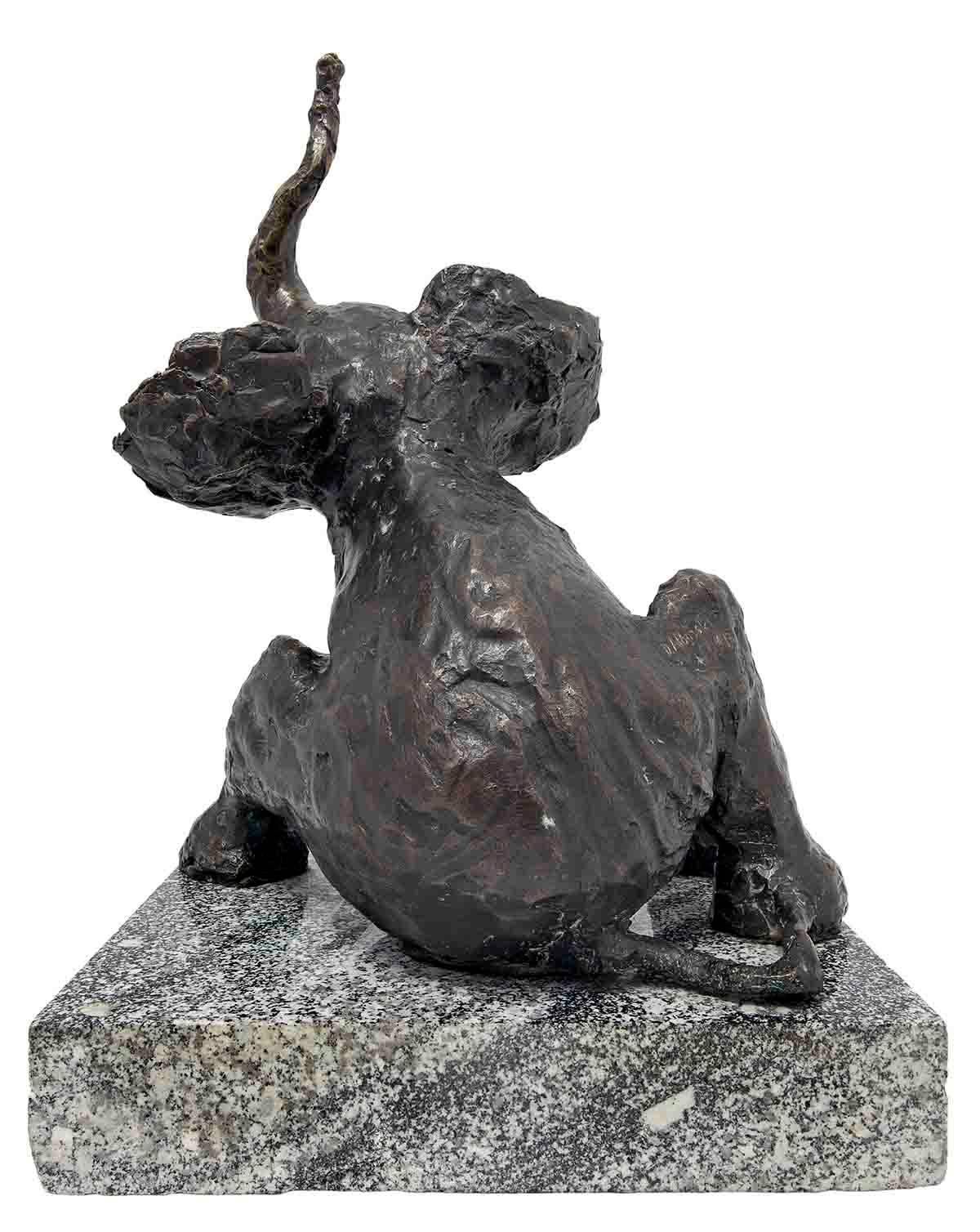 Polish Expressionist Modernist Elephant at Play Bronze, Granite Animal Sculpture 1