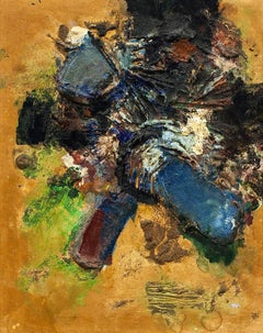 Mid Century Israeli Modern Abstract Mixed Media Painting David Sharir