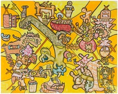 Indian Summer, Abstract Surrealist Oil Painting 1970s