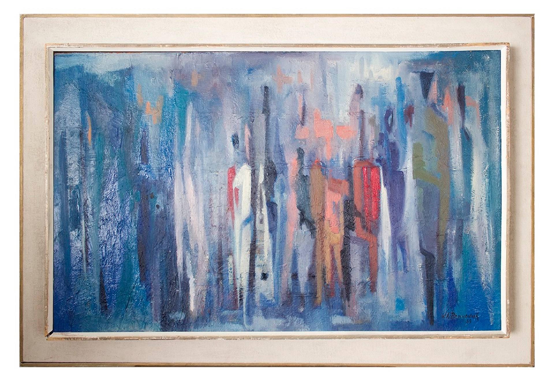 Walter A. Prochownik Abstract Painting - Blue, Mid Century Abstract Oil Painting