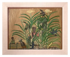 Oil Painting 1949 Figurative Scene in a Bamboo Jungle Plantation