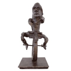 Whimsical Heavy Large Modernist Bronze Unicycle Sculpture