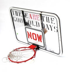 Used Stencilled, Stencil Painted basketball Hoop Sculpture signed and dated