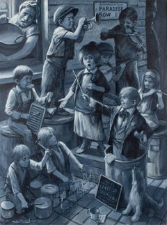 Band Of Street Urchins (Charles Dickens)  Large Oil Painting
