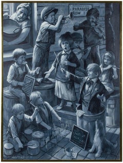 Band Of Street Urchins (Charles Dickens) Large Oil Painting