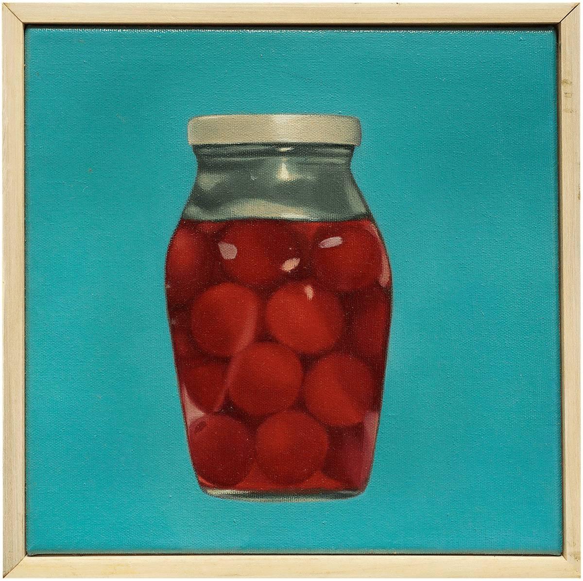 Beth Edwards Still-Life Painting - Jar of Cherries II, Vibrant Oil Painting