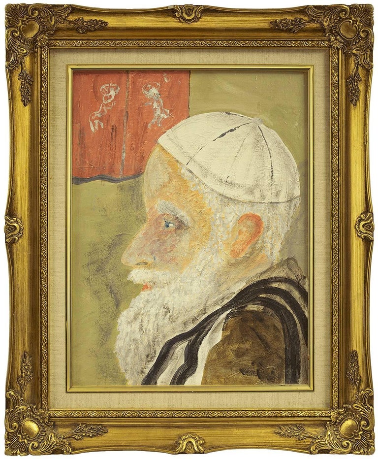 Unknown Portrait Painting - Elderly Rabbi 20th Century Judaica Portrait