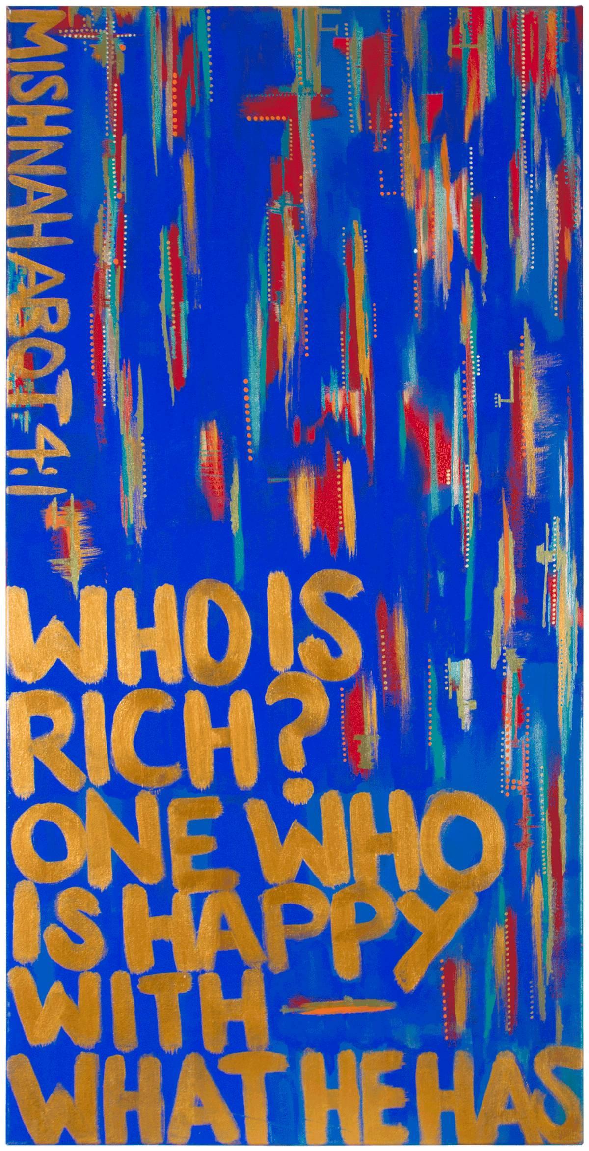 Unknown Abstract Painting - Proverbs: Who Is Rich? Conceptual Painting