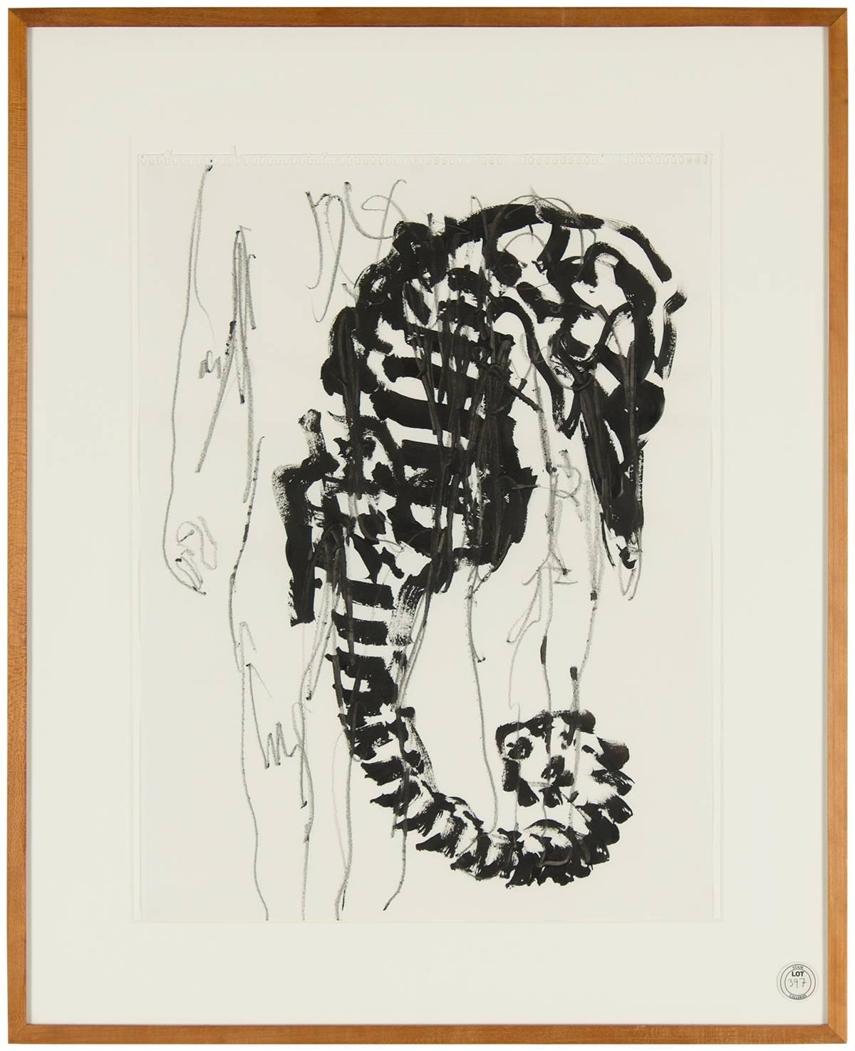 Arte Povera Italian Modernist Composition Drawing Painting Sea Horse with Nude - Mixed Media Art by Nino Longobardi