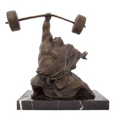 Weight Lifter Chinese Contemporary Art Bronze Sclupture 