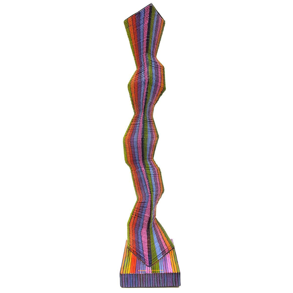 George Bucher Abstract Sculpture - Abstract Geometric Psychedelic Colorfull Volume Twine Sculpture