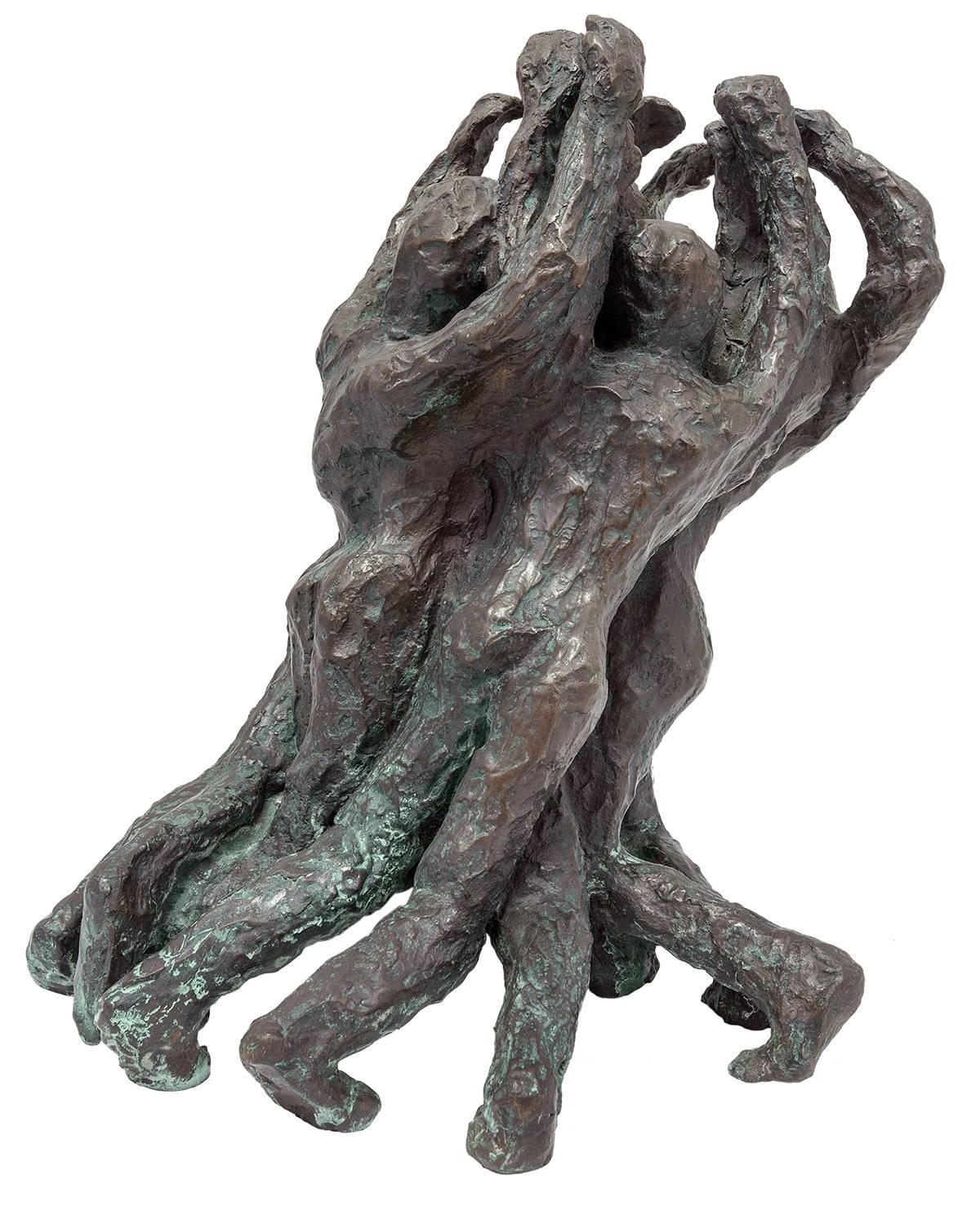 Unknown Figurative Sculpture - Judaica Expressionist Bronze Sculpture "Freedom and Victory" Holocaust Memorial