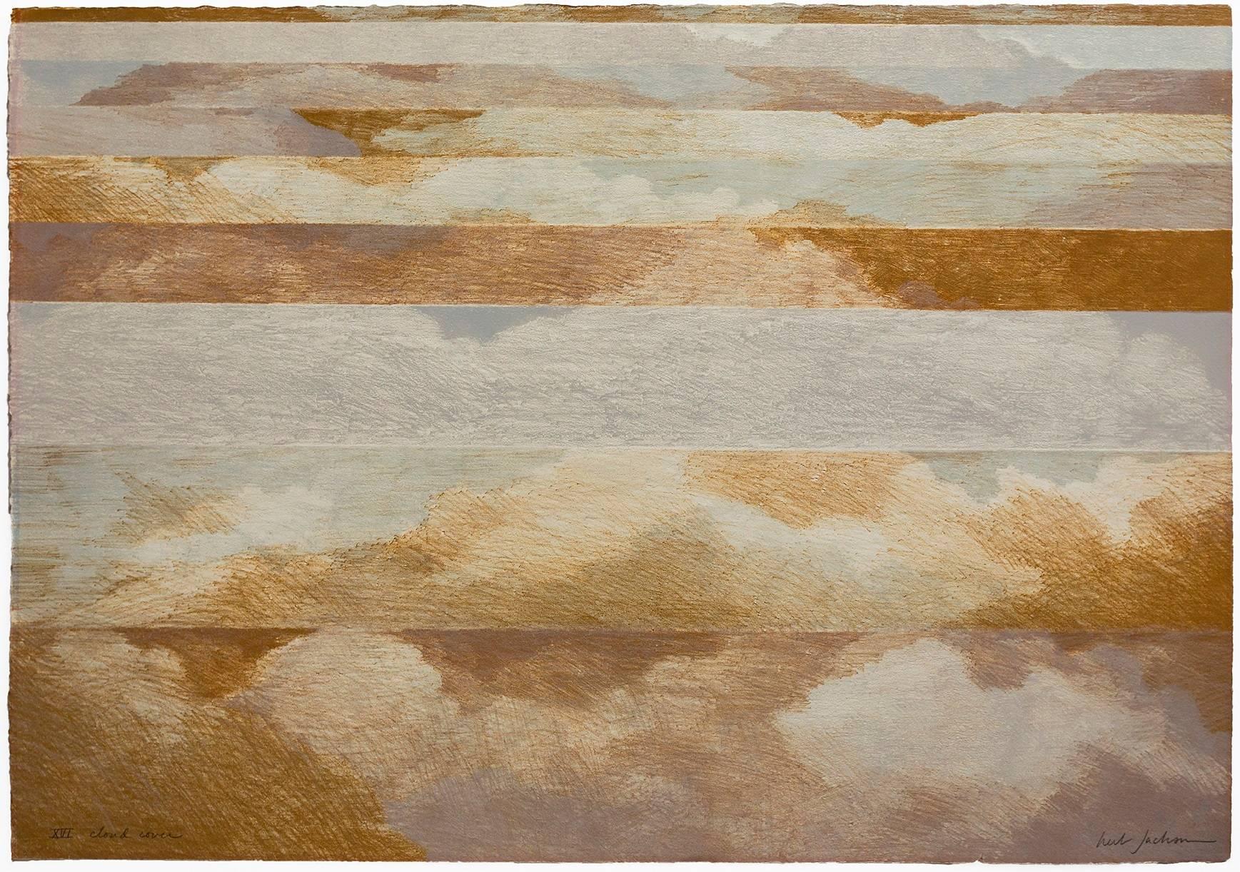 Herb Jackson Landscape Print - Abstract "Cloud Cover" 1972 Lithograph on Arches Paper