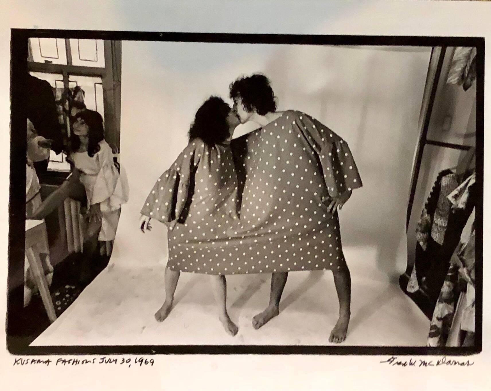 Fred McDarrah Figurative Photograph - Rare Vintage Silver Gelatin Photograph Yayoi Kusama Dress John Lennon Yoko Ono