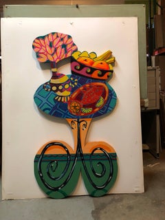 Pop Art Carved Scultura da parete Pittura Colori vivaci e vibranti