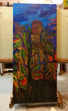 Large Oil Painting Haitian Modern Master Caribbean Music Tropical Scene