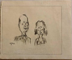 William Anthony 1976 Caricature Drawing John Richardson & Jan Cushing