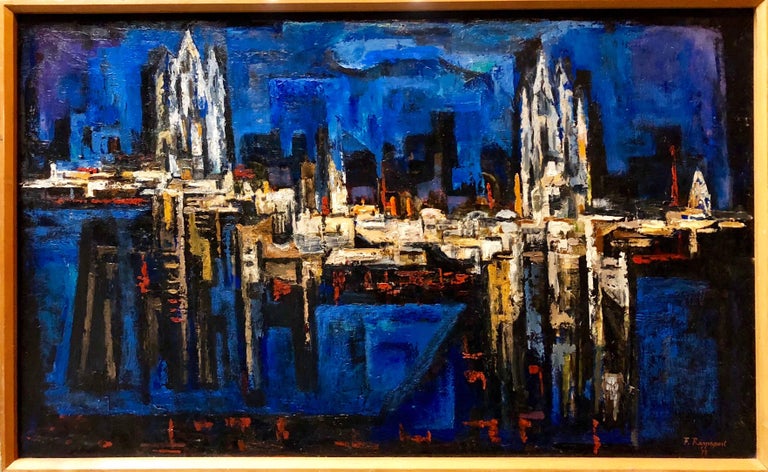 Fred Rappaport - Vienna Image, Large Abstract Cityscape Oil Painting ...