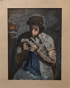 American Modernist Social Realist Seamstress Portrait Painting