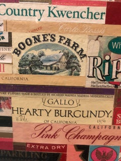 Wine labels 1970s Modernist Collage Assemblage