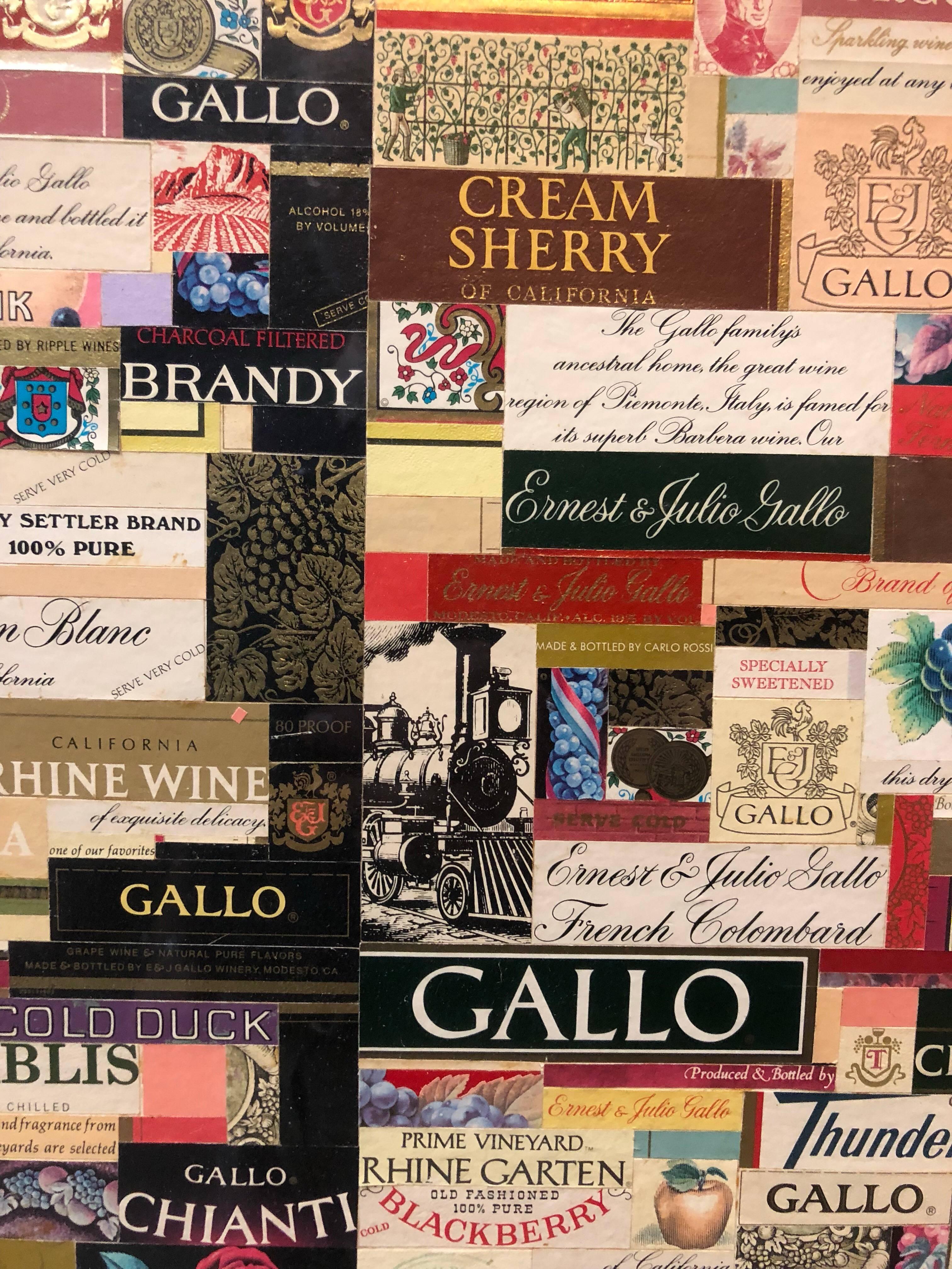 Wine labels 1970s Modernist Collage Assemblage 1