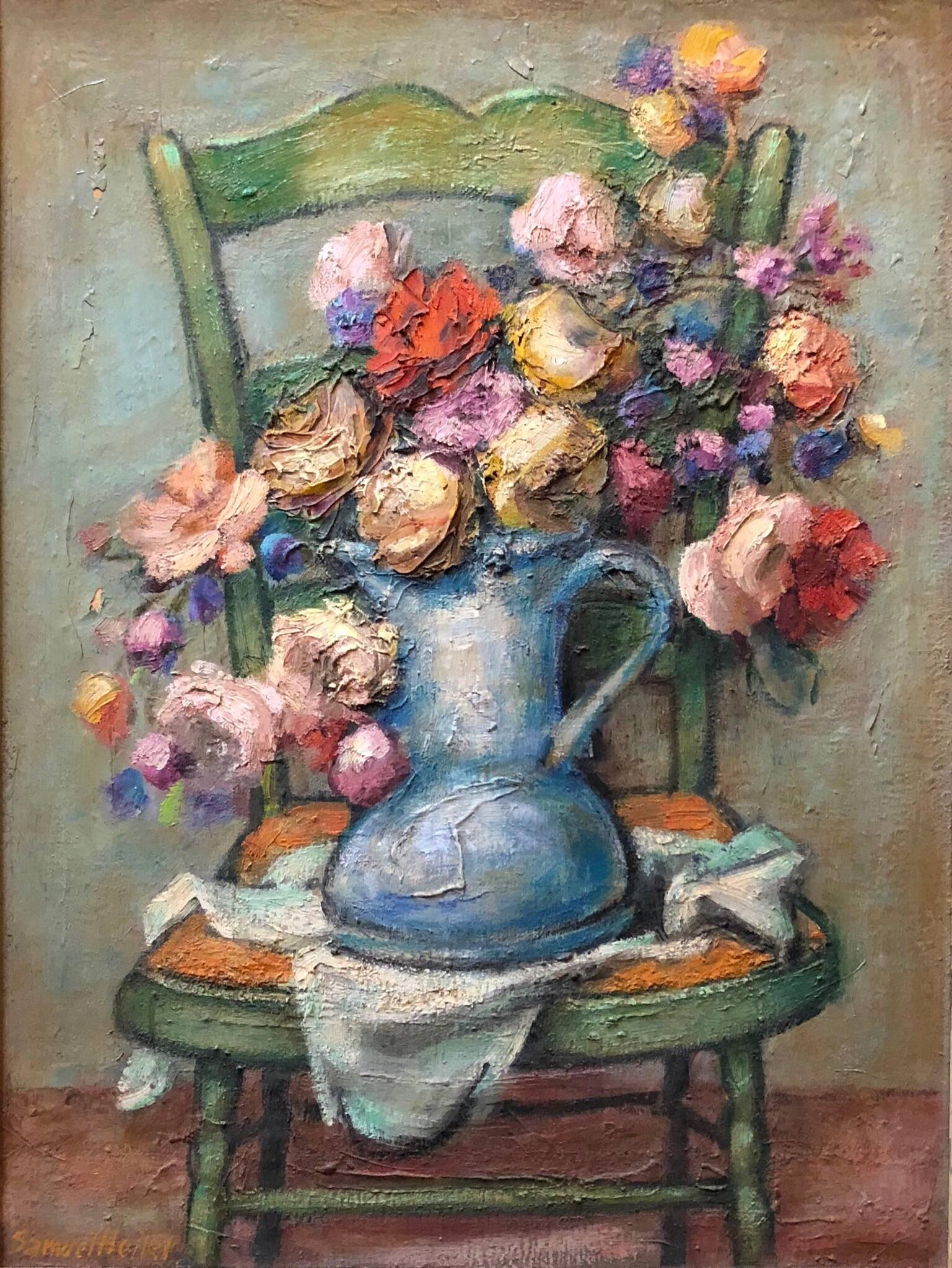 Mid century Post Impressionist Floral Oil Painting