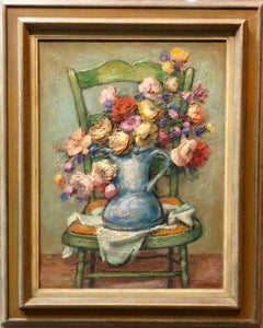 Mid century Post Impressionist Floral Oil Painting