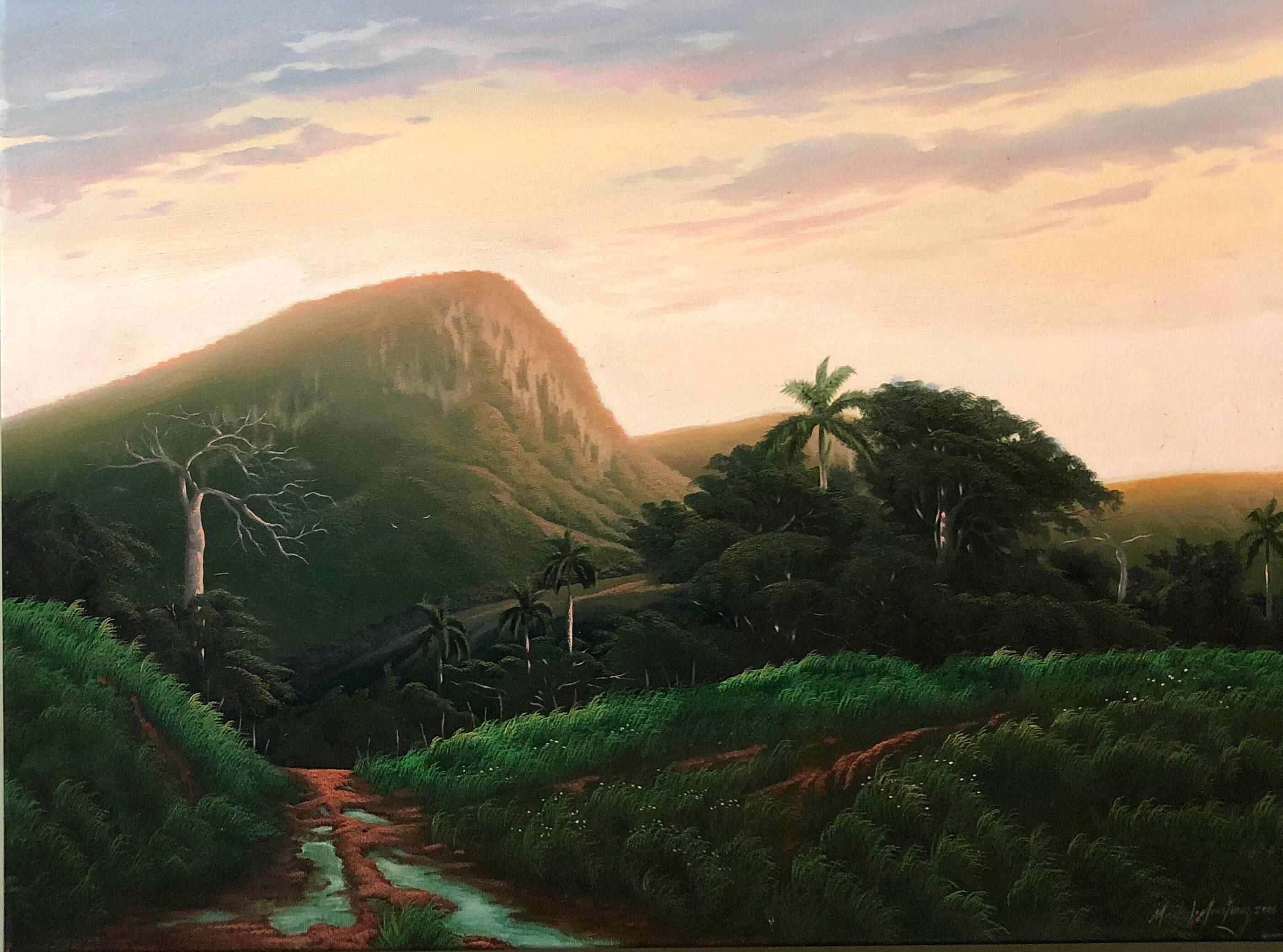 Maikel Martinez Landscape Painting - Modernist Cuban Landscape with Trees Oil Painting