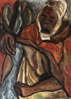 Berber Man, Arab with Head Covering 1929 Modernist Oil Painting