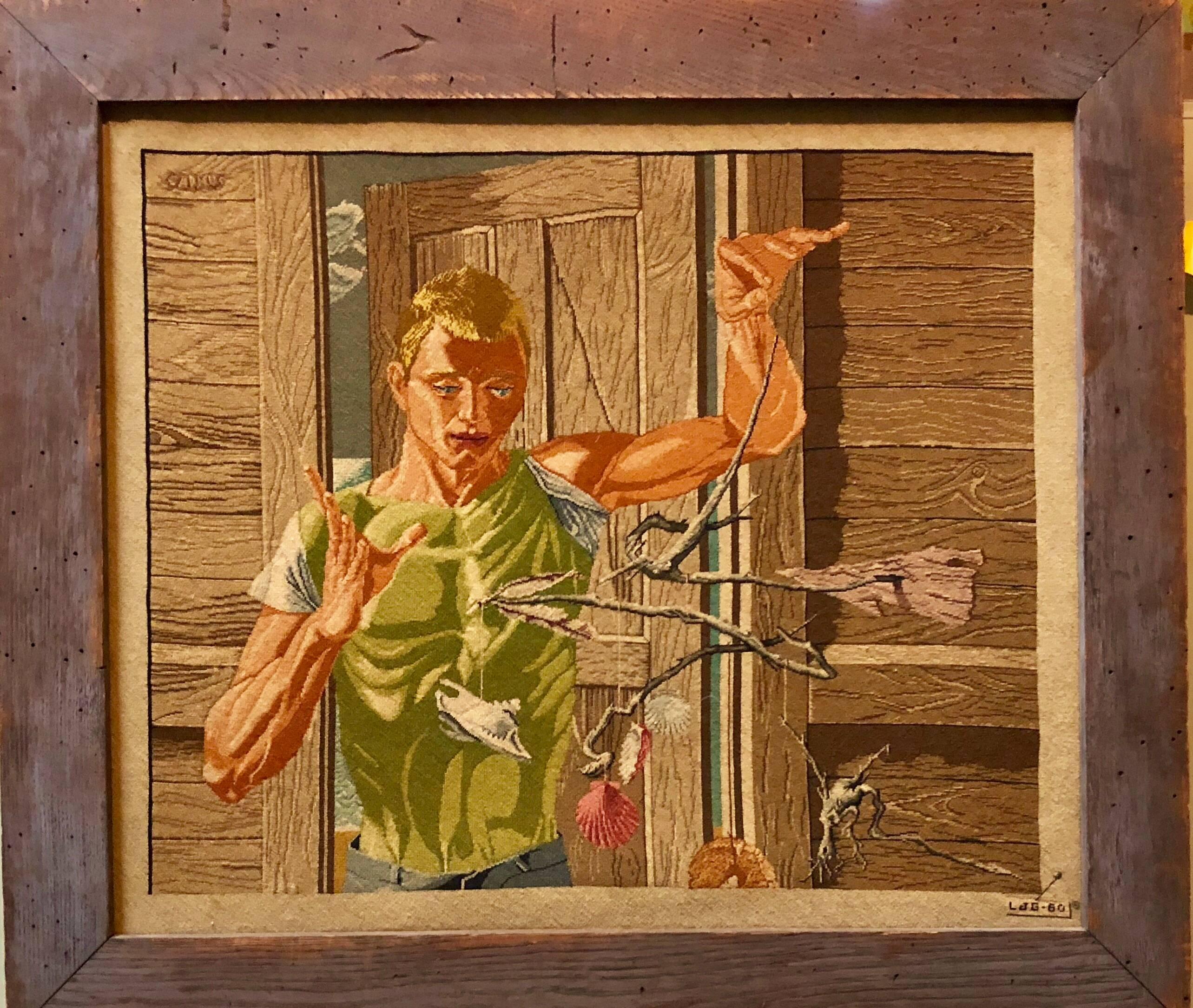 Louis Gartner Petit Point Gobelinstickerei-Wandteppich nach Paul Cadmus THE INVENTOR – Painting von (after) Paul Cadmus