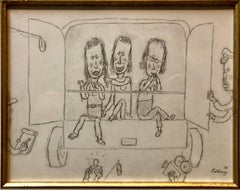  William Anthony Caricature Drawing Ladies in Paddy Wagon Being Filmed