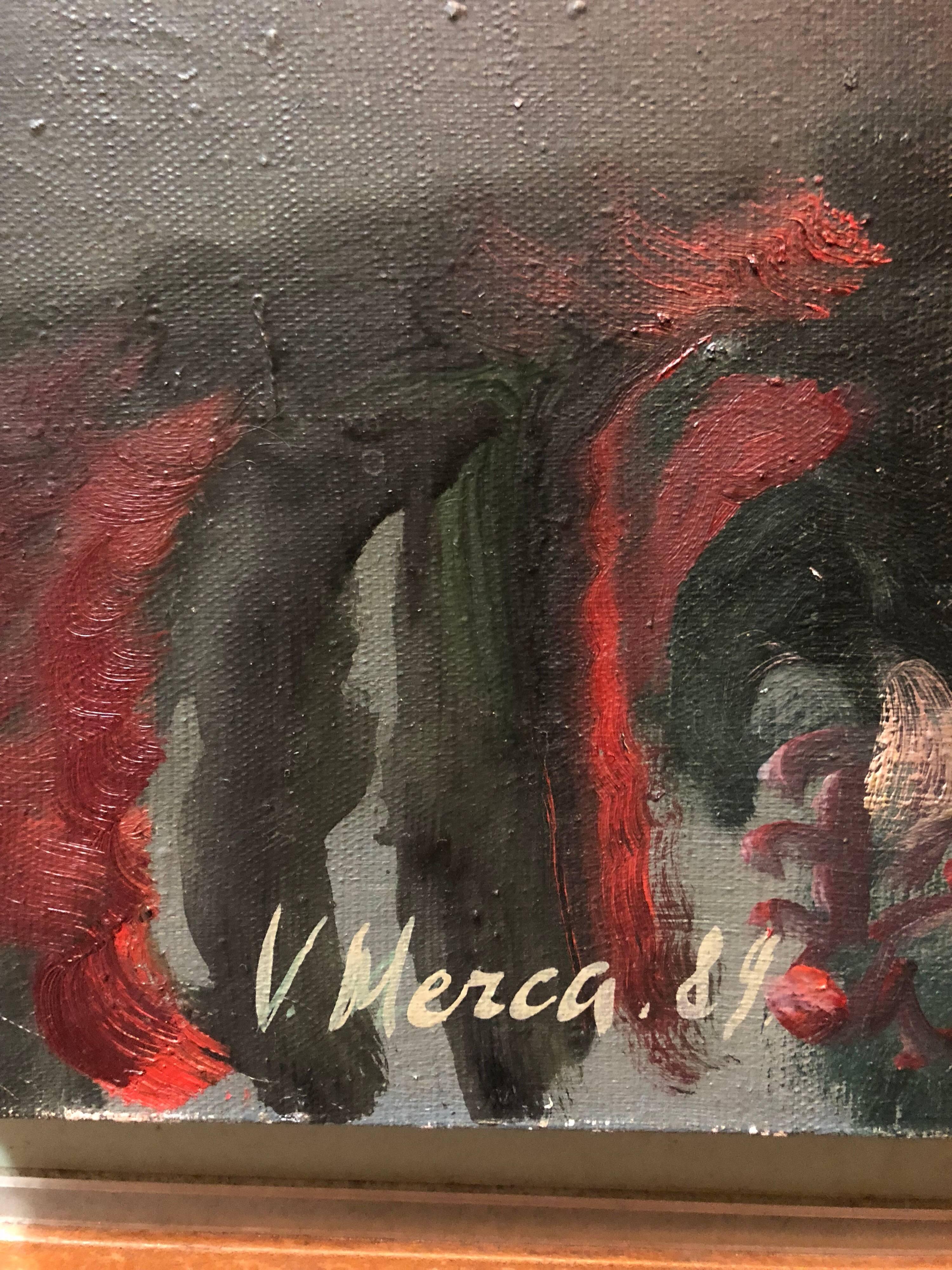 Peinture à l'huile florale moderniste lituanienne - Bouquet de fleurs - Moderne Painting par Vita Merca