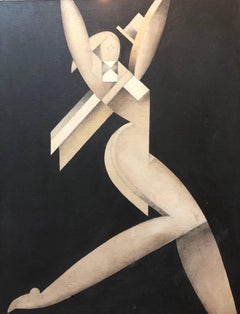 Vintage Playboy Artist TOPSY Cubist Nude Pop Art Acrylic Painting