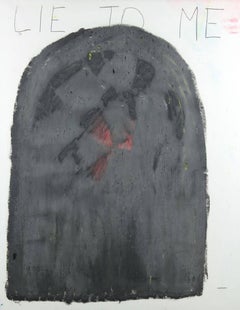 LIE TO ME, Mixed Media Abstract Painting with Text