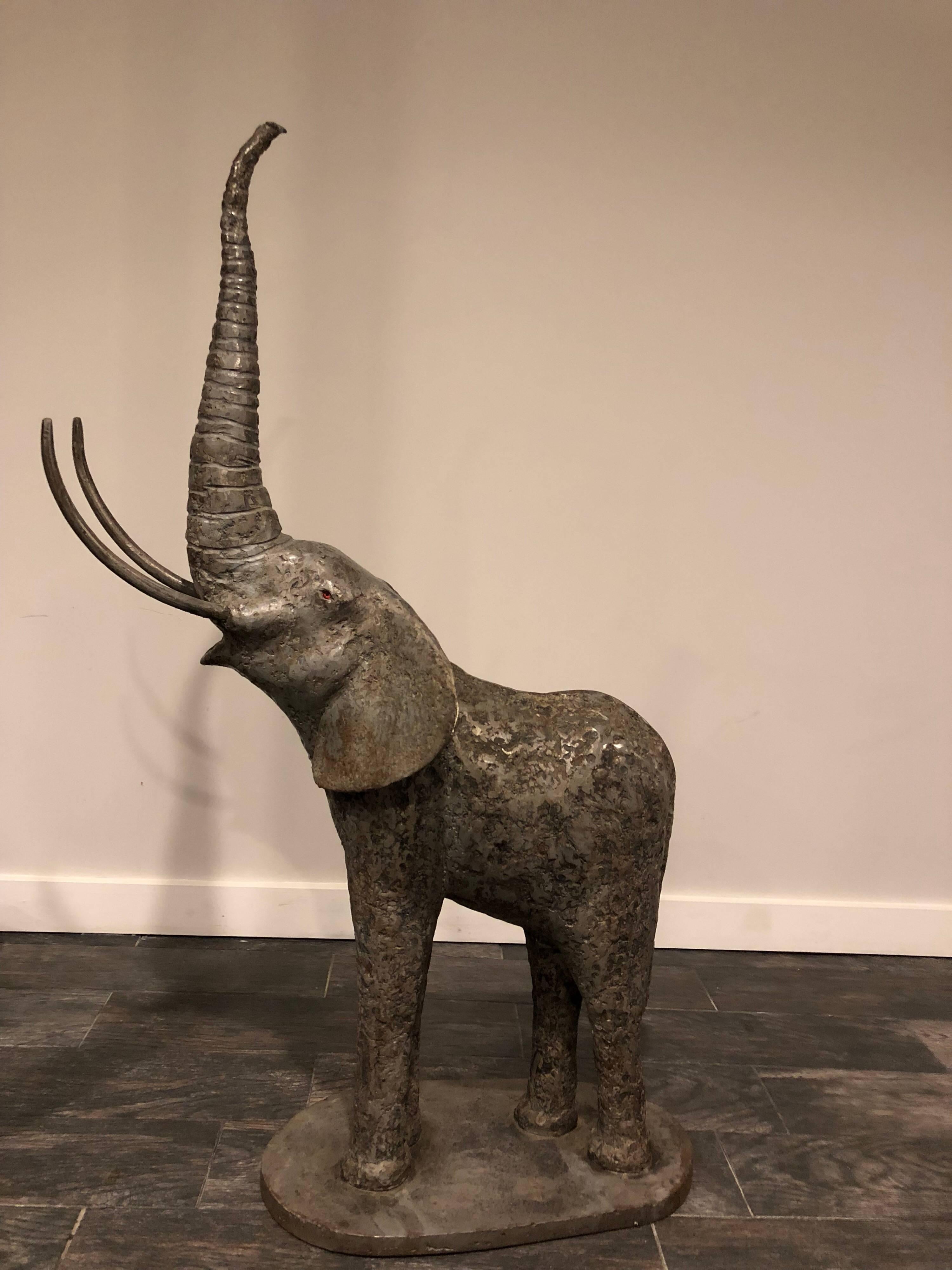 Bud Hambleton Figurative Sculpture - Large Modernist Cor Ten Steel Elephant Sculpture 