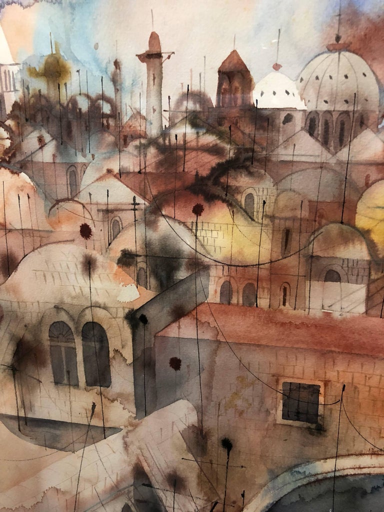 Shmuel Katz Old City Jerusalem Landscape Original Israeli Judaica