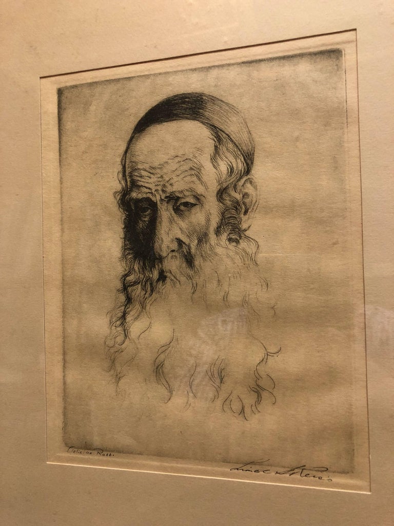 Galician Rabbi, Distinguished Rebbe Drypoint Judaica Etching - Print by Lionel S. Reiss