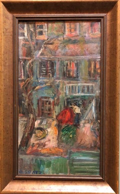 New York City Tenement Building Oil Painting Wpa Era