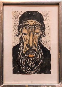 Modernist Watercolor Painting, Portrait of a Man, the Rabbi