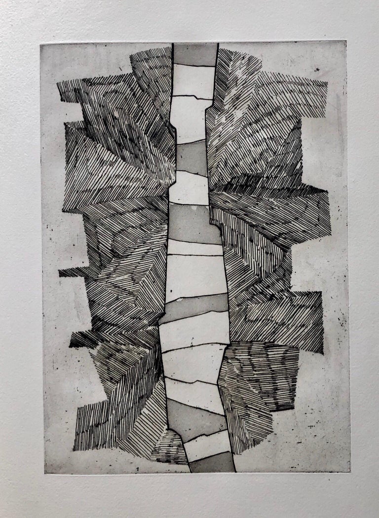 Jean Deyrolle French Avant Garde Bold Abstract Geometric Aquatint Etching Op Art