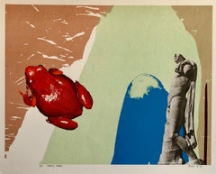 Silkscreen Surrealist Pop Art Print "Classy Rebel" Nude Statue and Frog
