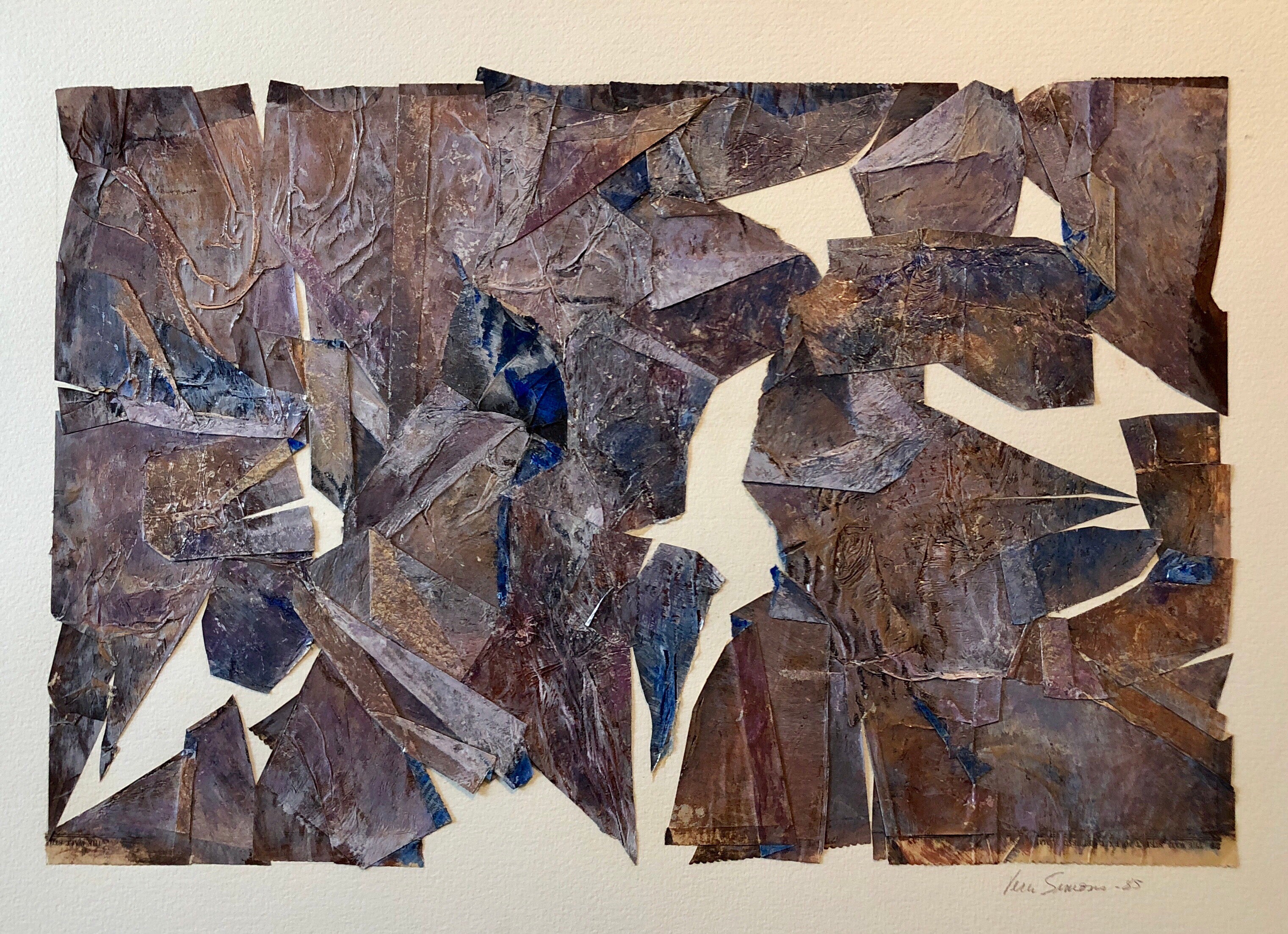 2 lighthouses Mixed media paper collage collage monotype acrylic paints Modern Art Wedge Frame