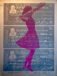 1970s Pop Art "Dancing Lessons #2" Silver Silkscreen Mod Ballet Girl Print