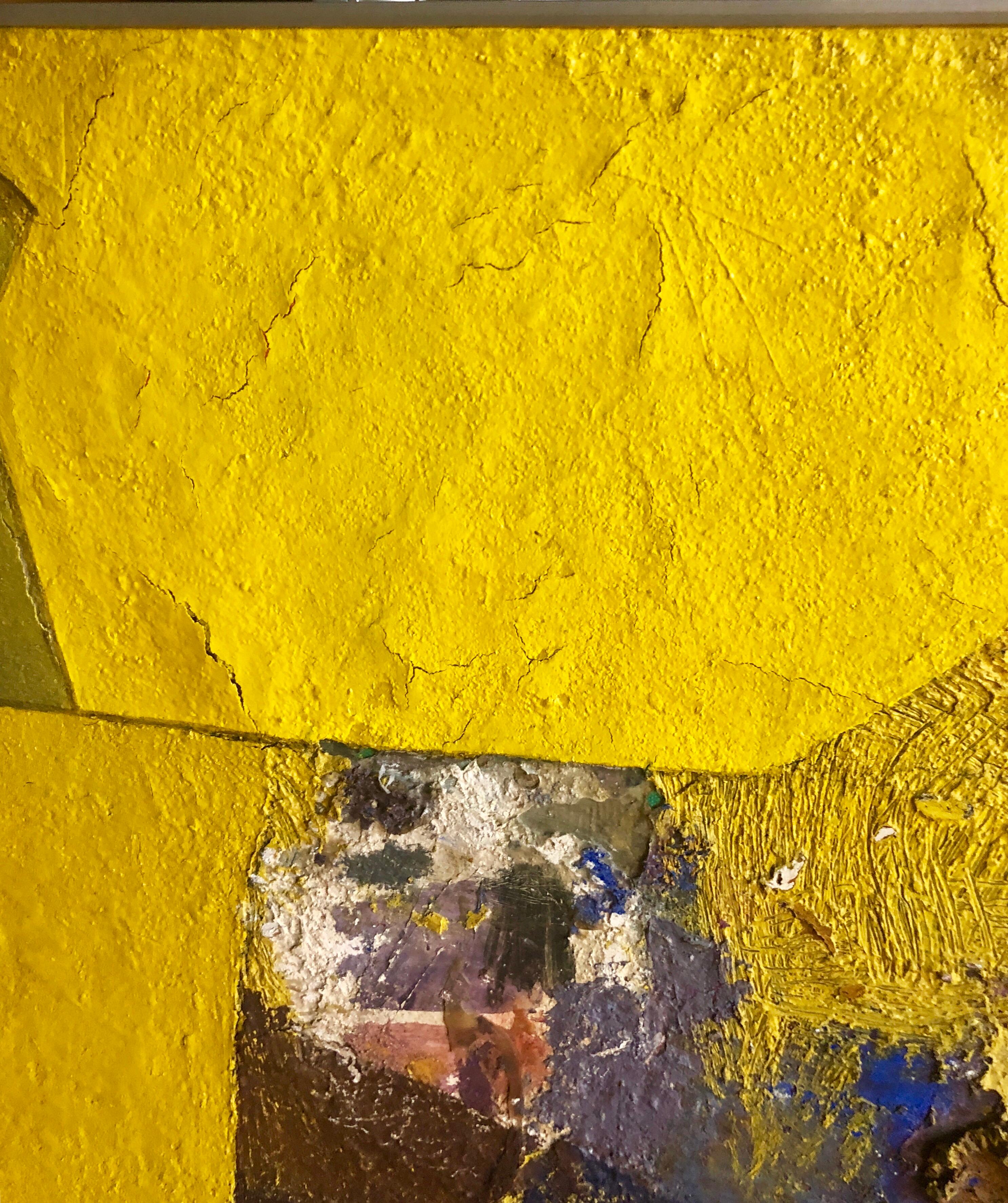 PAJARO AMARILLO, The Yellow Bird. Latin American Mixed Media Painting 3