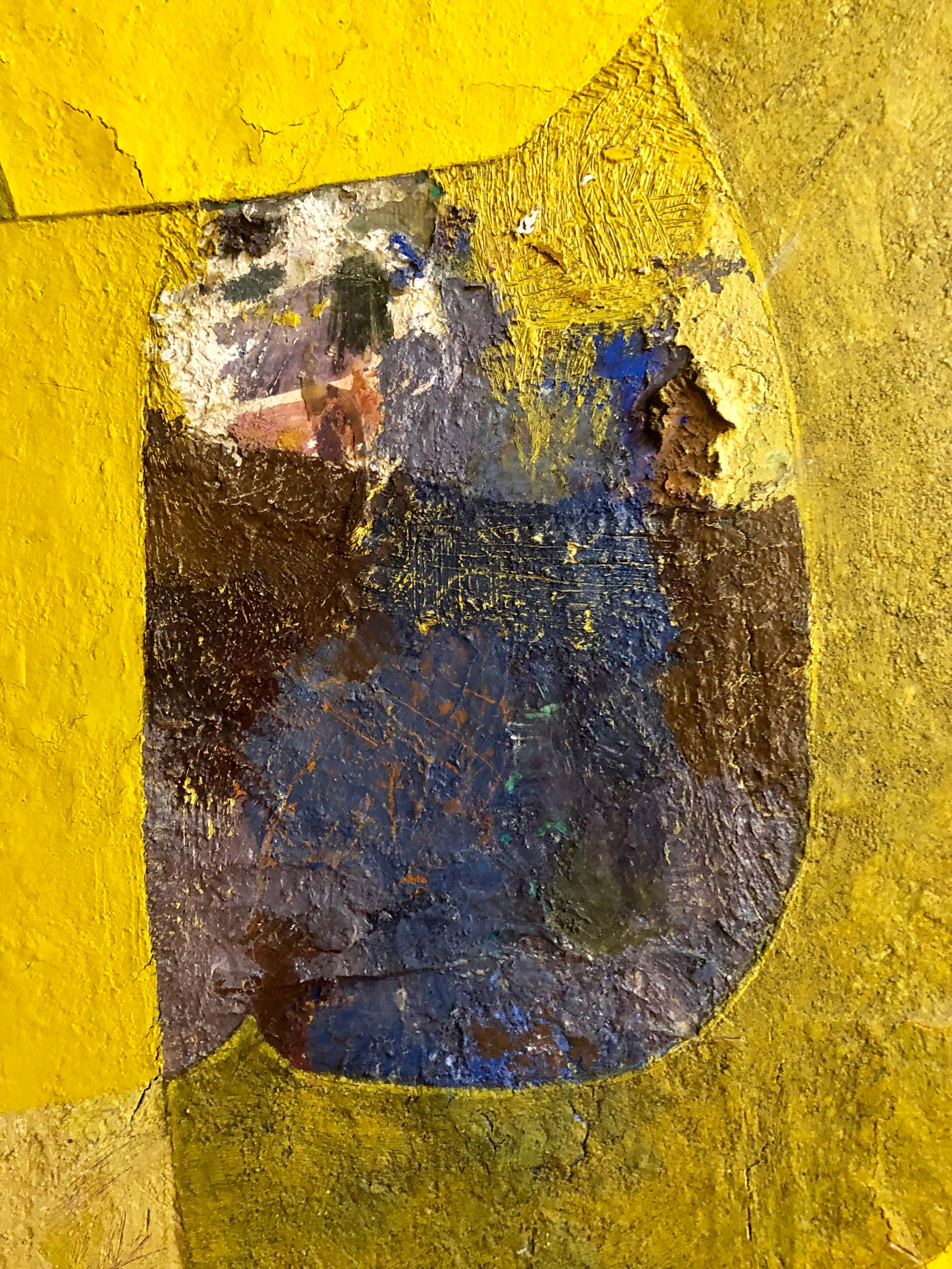 PAJARO AMARILLO, The Yellow Bird. Latin American Mixed Media Painting 1