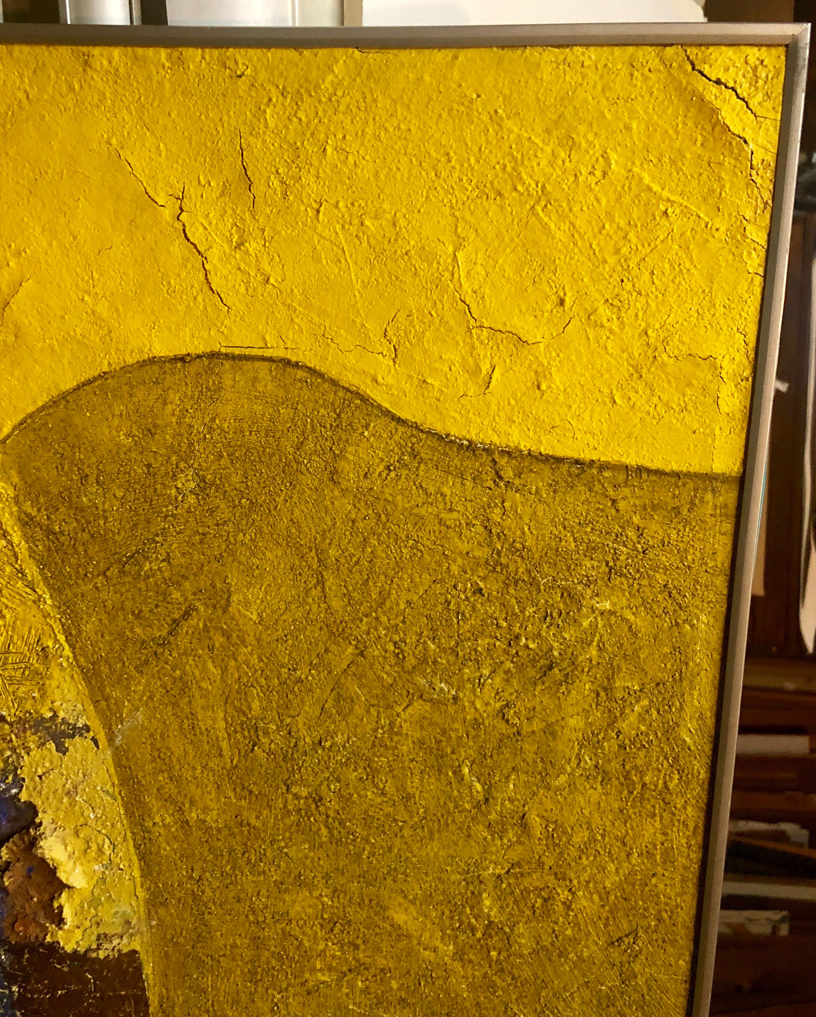 PAJARO AMARILLO, The Yellow Bird. Latin American Mixed Media Painting 4